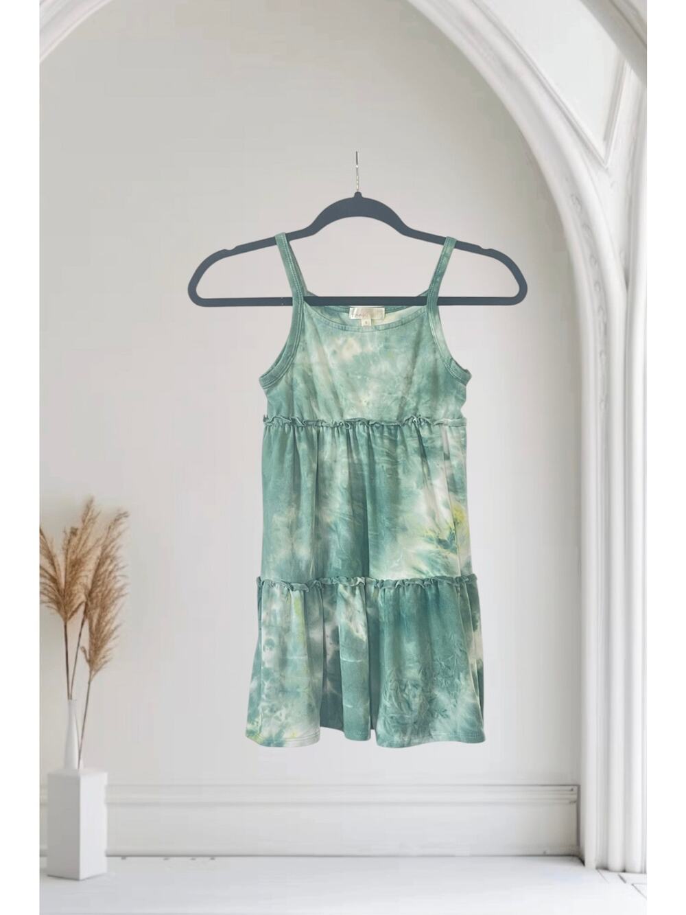 Sunset West Girl Tie Dye Green Summer Dress Size Small